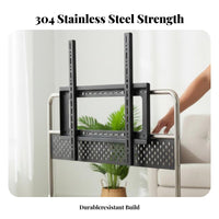 Mobile TV Stand Modernist Influenced Floor TV Stand with Wheels Media Console Furniture Space Saving Shelf Suitable for Gaming Fans Bedroom Small Areas
