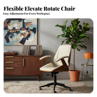 Height Adjustable contourd Wood Task Chair Rocking Function rotate Seat mid-20th centuryera Morelaxrn relaxsign Office Furniture Rolling Casters for Managers, Sturelaxnts, Adults, Study Room, Workplace, Bedroom