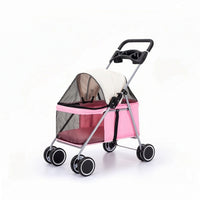 Dog Stroller Foldable Pet Pram Cat Stroller Secure Mesh Carrier Stable Four Wheel Frame with Cup Holder Suitable for Pet Owners Walking Travel