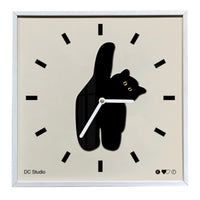 Minimalist Square Clock with Cat Silhouette Analog Square Decorative Wall Clock for Living Room