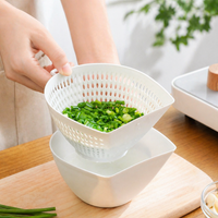 Colander for Kitchen Strainer, White Double-Layer Drainer Basket, Polypropylene Rice Washing Bowl for Fruit & Vegetable Washing, Meal Prep Students