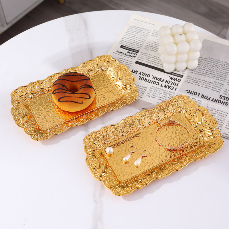 High-End Fruit Tray with Floral Pattern for Home Living Room