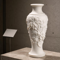 Carved Vase White Floral Relief Vase Tapered