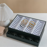Jewelry Display Box with Grooves Rectangular Bracelet Organizer Tray Bracelet Display Box Divided Multi-Slot for Retailers