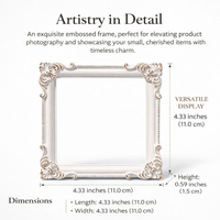 Vintage Photo Frame with Embossed Ornate Design for Display, Small Resin Picture Holder for Product Photography and Earring Jewelry