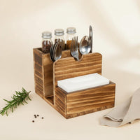 Farmhouse Condiment Holder Solid Wood for Restaurant, Dining Table