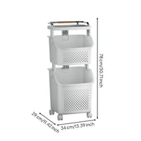 Laundry Basket Cart Multi-Layer Laundry Hamper Large Capacity Household Storage for Washroom, Bedroom