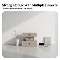 Round End Table with Drawer Minimalist and design Nightstand Space-Saving for Renters