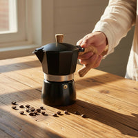 Wood Handle Coffee Pot Portable Italian Coffee Pot Stovetop Espresso Brewer Fast Heating Kitchen Appliance Multi-Use for Campers