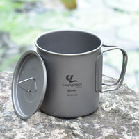 450ml Outdoor Pure Titanium Cup Portable Cup Foldable Camping Cup with Lid