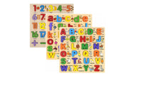Chunky Puzzle Board with Inset Pieces Raised Wooden Learning Board Educational Wooden Peg Puzzle Colorful for Toddlers, Preschoolers, Daycare, Playroom