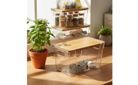2 Pieces Clear Storage Box Space-Saving Wooden Lid Storage Box Easy to Clean