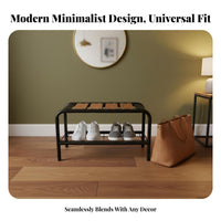 2-Tier Shoe Organizer with Seat Modern Minimalist aesthetic Entryway Bench