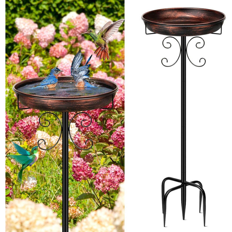35-Inch Metal Outdoor Birdbath, Vintage Freestanding Bird Bath with Feeder for Garden Lawn Decor