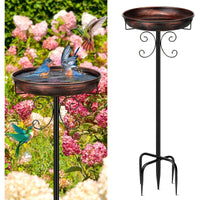 35-Inch Metal Outdoor Birdbath, Vintage Freestanding Bird Bath with Feeder for Garden Lawn Decor