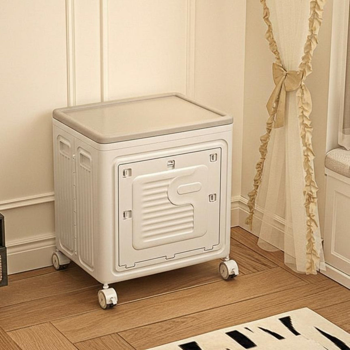 Large Capacity Collapsible Cabinet with Wheels Multi-Functional Rolling Toy Bin Dustproof Household Storage Two-Way Opening for Homeowners, Children, Bedroom, Living Room, Playroom, Nursery