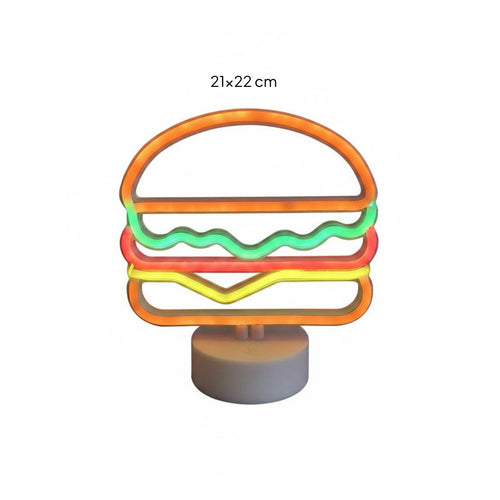 Burger Neon Light Colorful Burger Neon Sign Cute for Bedroom