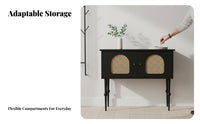 Rattan Door Cupboard French design Cane Door Console Gold-Tone Hardware adaptable Use for Homeowners