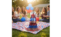 Lightweight Red White Blue Tinsel Hat Single Size Fits Most Independence Day Party Hat Comfortable Fit for Children, Parades, Parties