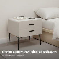 Single-Drawer End Table Cream aesthetic Nightstand Rounded Corners for Students