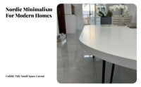 White Oval Dining Table Oval Table Man-made Marble Table Kitchen Table Hairpin Legs Tabletop with Nordic Minimalist Design Suitable for Families Homeowners Living Room Eatery