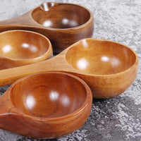 Long Handle Wooden Large Soup Spoon Big Wood Water Ladle Wine Spoon for Home Cooking Creative Japanese and Korean Wood Spoon Kitchen Wood Tableware