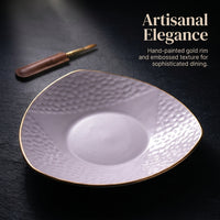 Gold Trimmed Ceramic Triangle Plate, Bone China