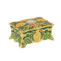 Rectangular Jewelry Box Faceted Jewel Lid Ornate Jewelry Box Curved Feet