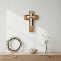 Layered Wood Easter Cross Gift Wooden Wall Cross Ready to Hang House Decoration for Christians, Bedroom, Living Room, Entryway