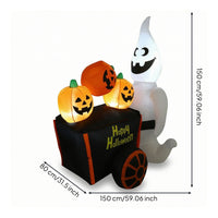 Inflatable Pumpkin Cart Halloween Inflatable with LED Lights Luminous Yard Decoration for Garden