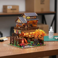 DIY Japanese Sushi Shop Kit Realistic Design DIY Wooden Sushi Restaurant Model with Furniture Japanese Restaurant Model Kit for Hobbyists, Adults