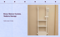 Temperature-Controlled Shower System, Rainfall Bathroom Shower Set, Full Copper Wall Mount, Adjustable Handheld Shower, Large Storage Shelf, Multi-Function, Easy Installation