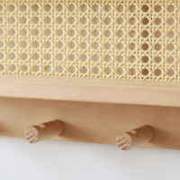 Coat Rack Shelf Wall Mounted, Entryway Key Holder Coat Rack, Wall Mounted Coat R #variant:Natural Wood (Woven Style) - Nail-Free Installation