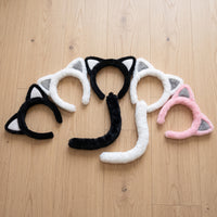 Adult & Kids Animal Ear Headband & Tail Set for Halloween Costume Party
