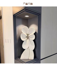 树脂花瓣雕塑中大型家具树脂摆件装饰客厅玄关树脂工艺品家具桌摆