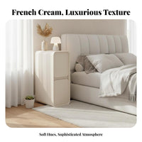 Narrow Nightstand with Drawer Sturdy Construction Bedside Table Rounded Corners