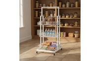 Mobile Snack Display Stand Large Capacity Multi-Layer Floor Standing Shelf Heavy Duty Metal Basket Shelving Unit for Shop Owners, Supermarket, Bedroom