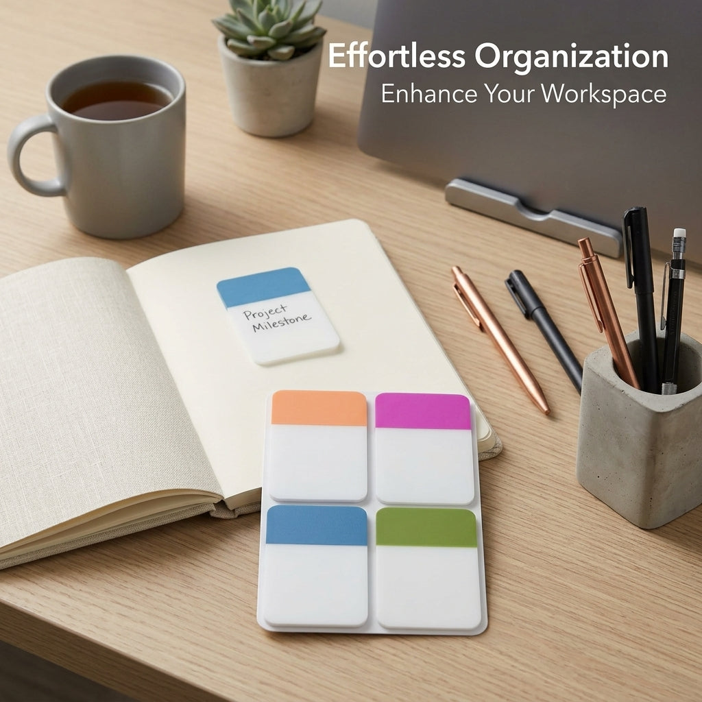 Sticky Notes Index Tabs for Organizing Files, Multicolor Removable Repositionable Reminders for Office Students, 4 for Books, 80 Sheets Total