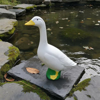 White Goose Statue Realistic Design Resin Duck Figurine for Patio