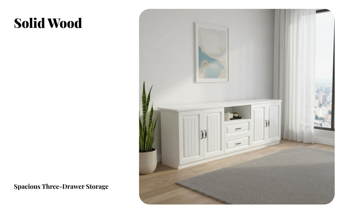 Contemporary Television Cabinet Simple Design Floor TV Unit Sturdy Construction Sleek Wooden Media Console for Small Apartment Owners, Bedroom