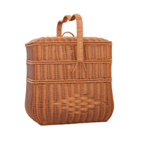 Picnic Basket with Lid Artisanal Wicker Basket with Handle Decorative