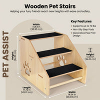 Dog Steps for Bed and Sofa with Non-Slip Surface, Pet Stairs for Small and Cats, Minimalist Design for Living Room Furniture
