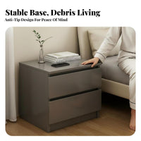 2-Drawer End Table Compact Size Nightstand Large Capacity Storage for Dorm Room