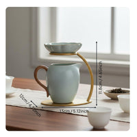 Tea Pitcher with Strainer and Stand Elegant Design Traditional Tea Pitcher Set High Temperature Fired for Office
