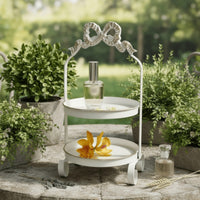 Two-Tier Tray Rack Iron Snack Rack Easy Access for Dessert Table, Entryway
