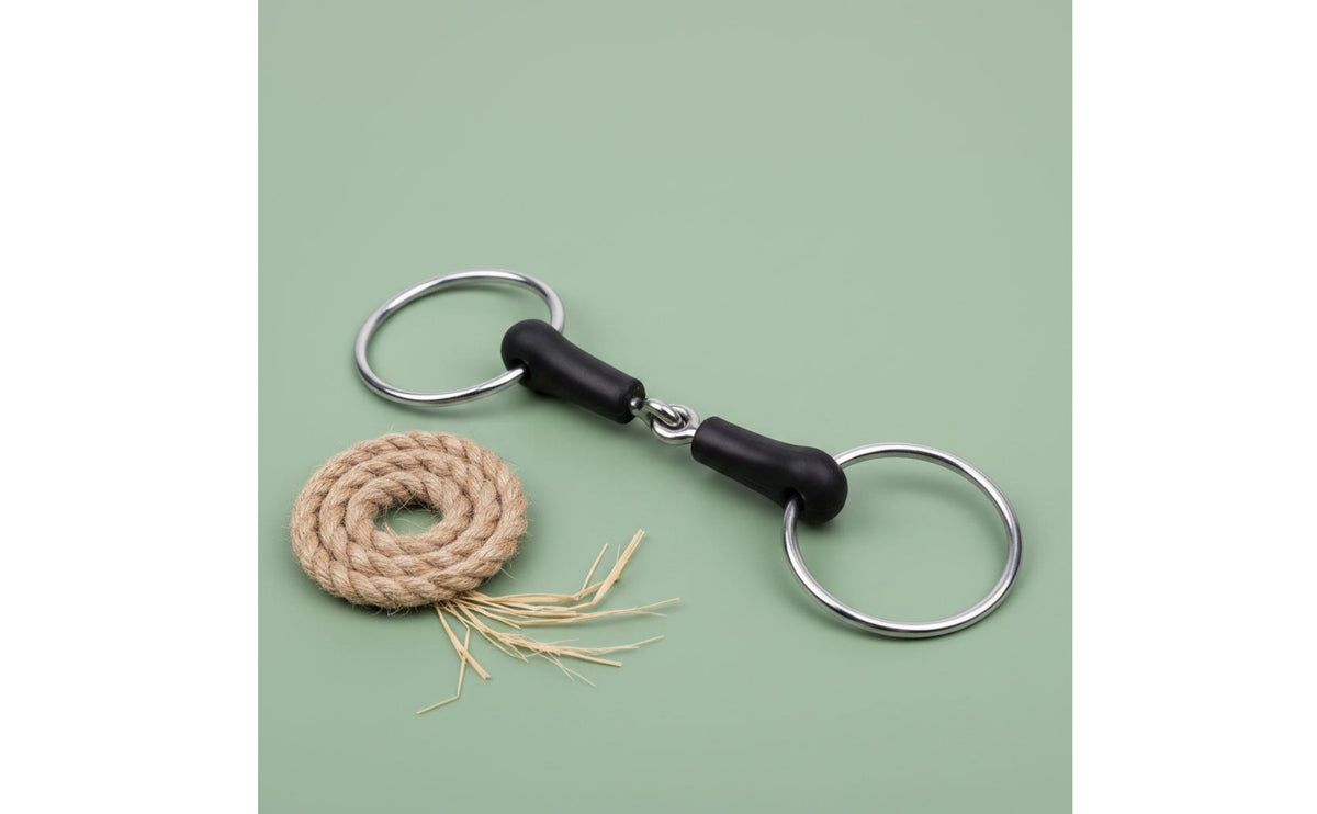 Rubber O-Loop Bit Gentle Mouth Feel-Loop Bit Construction Equine Rubber Snaffle for Training