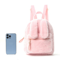 Rabbit Ear Backpack for Kids, Plush, Solid Color