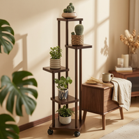 Plant Stand with Wheels Multi Level Rolling Plant Stand Stepped Flower Pot Rack for Apartment Dwellers, Living Room, Balcony, Corner