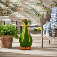 Flocked Duck Statue Weather Resistant Duck Garden Statue Hand-Crafted for Patio, Pondside, Balcony