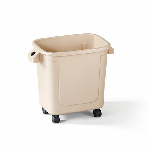 Wheeled Trash Can with Attached Lid Rectangular Wheeled Trash Bin Plastic
